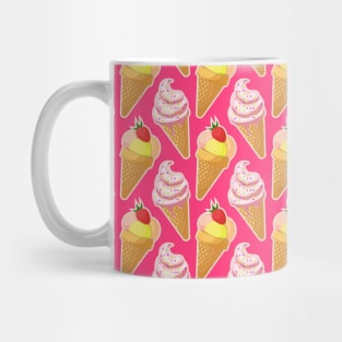 Kawaii pink pattern with strawberry ice cream Mug